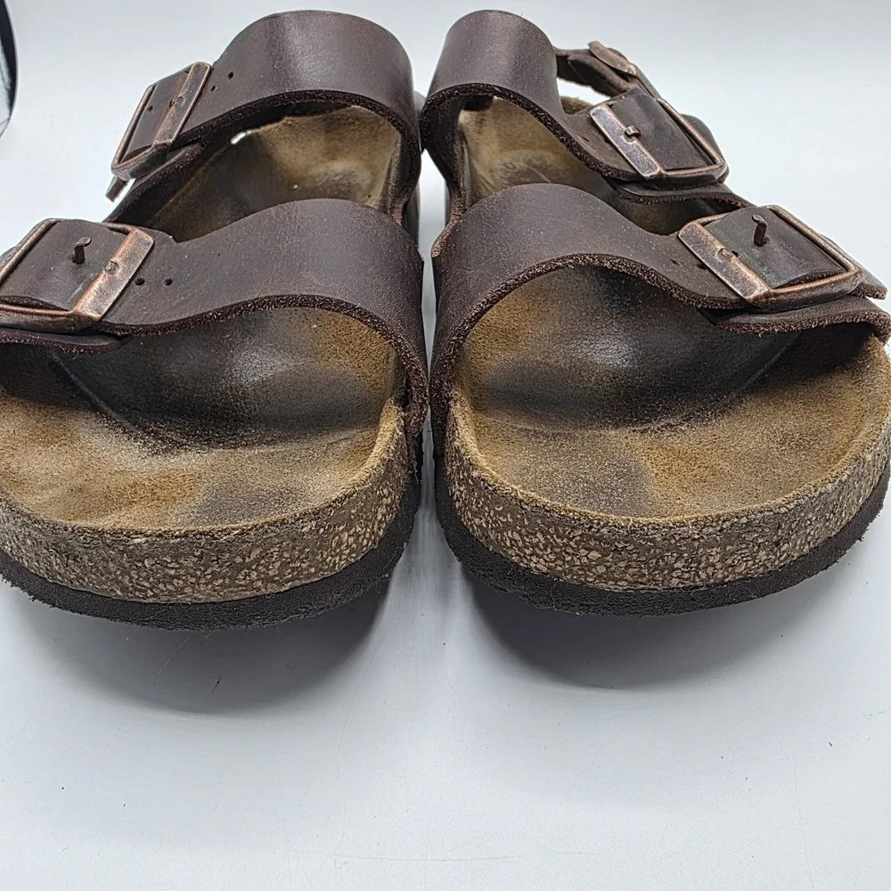 Birkenstock Milano Sandals SZ 43 Mens US 10-10.5 Habana Brown Oiled Leather